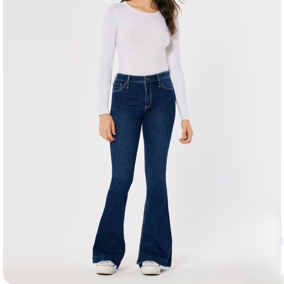 Hollister High-Rise Vintage Flare Jeans w/Side Slit Stretch Denim Women’s 27 NWT - Picture 1 of 8